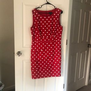 Red and white polka dot dress